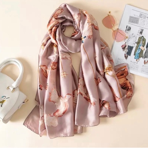 SILK SCARF LUXURY STYLE STOLES WOMEN HEADBAND - Picture 1 of 7